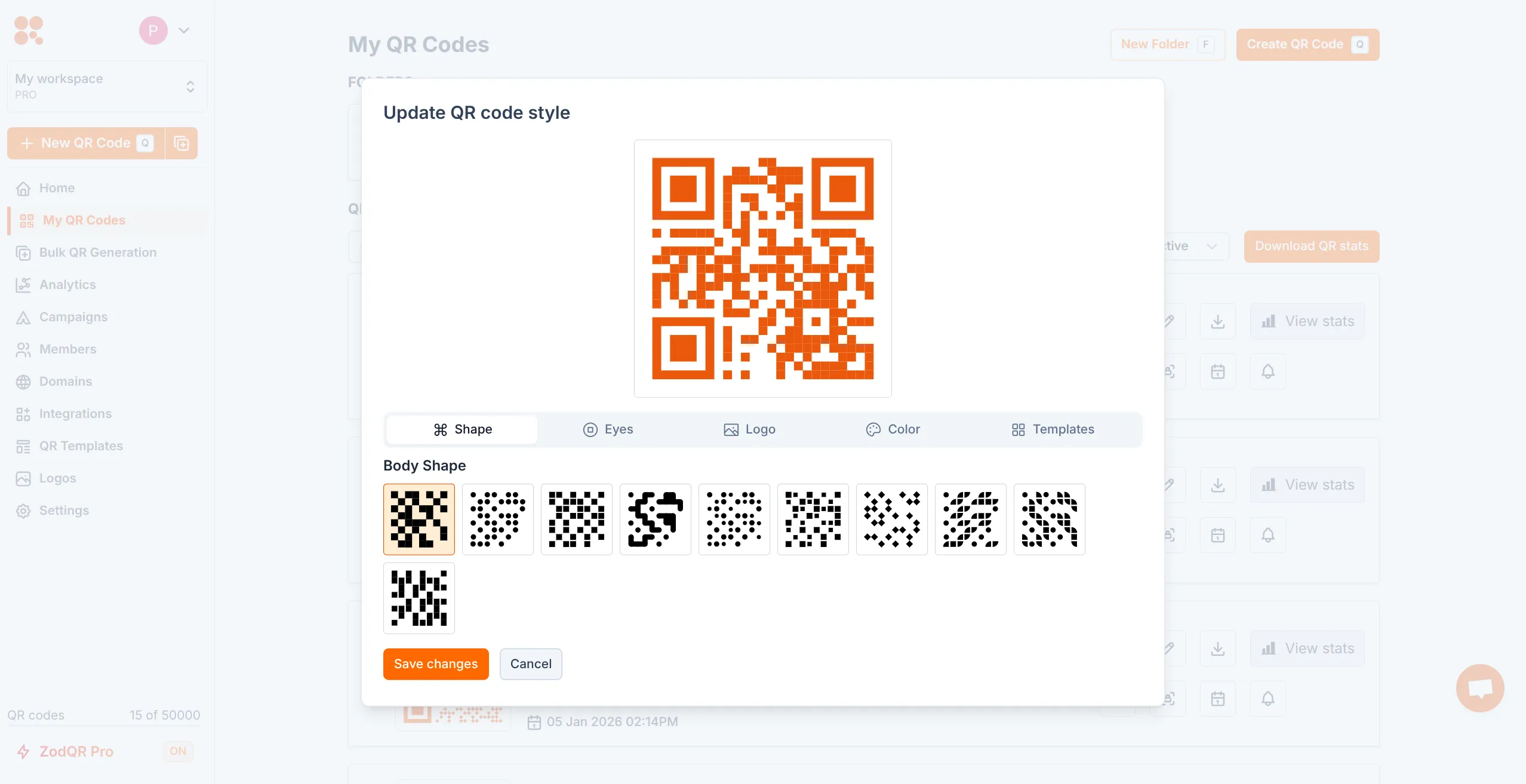 ZodQR features: custom QR code design
