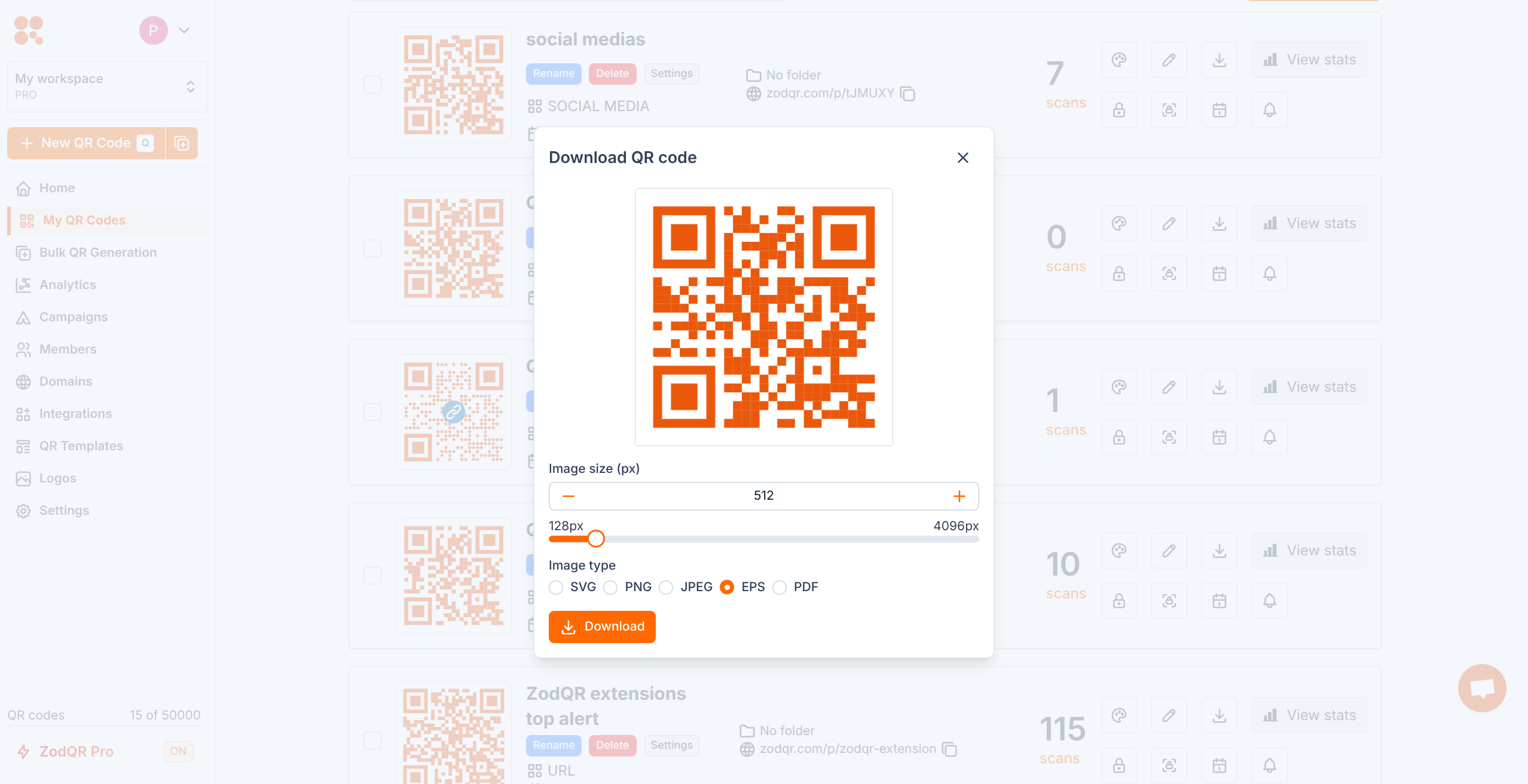 High Resolution QR Codes