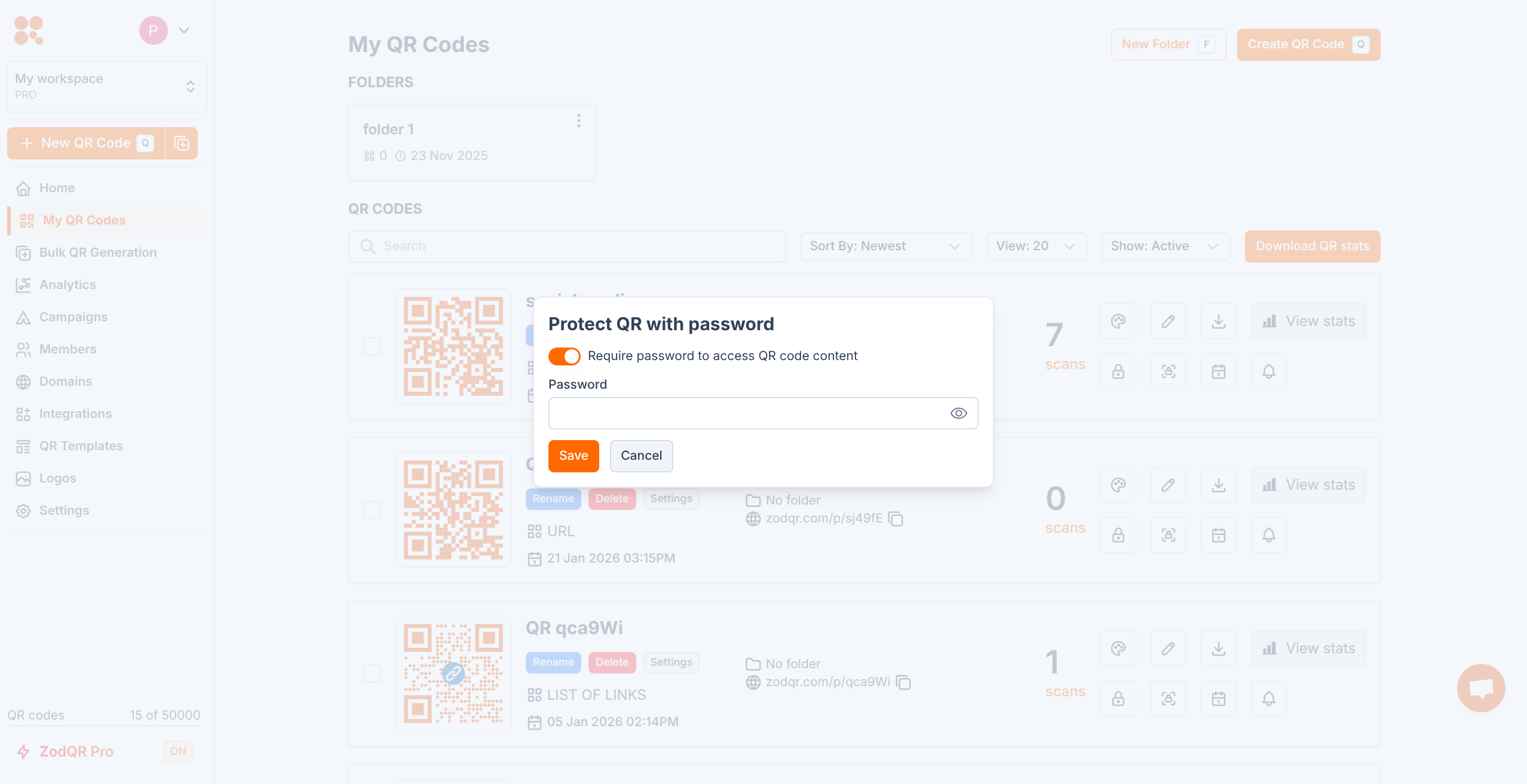 Password Protected QR Codes