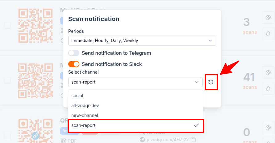 Select Slack channels