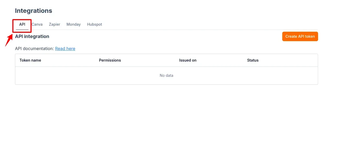 select api tab
