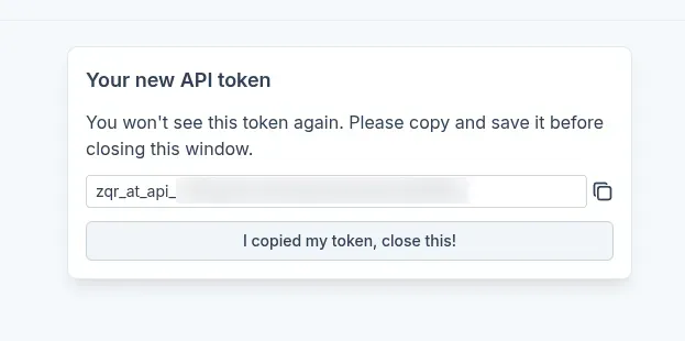 token generated