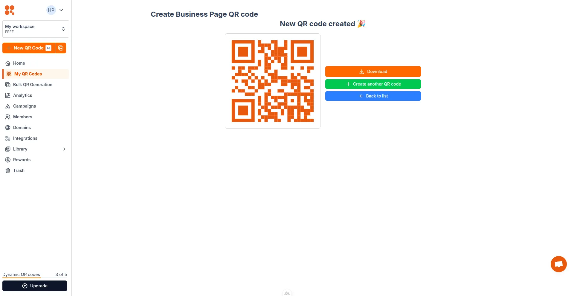 QR code created