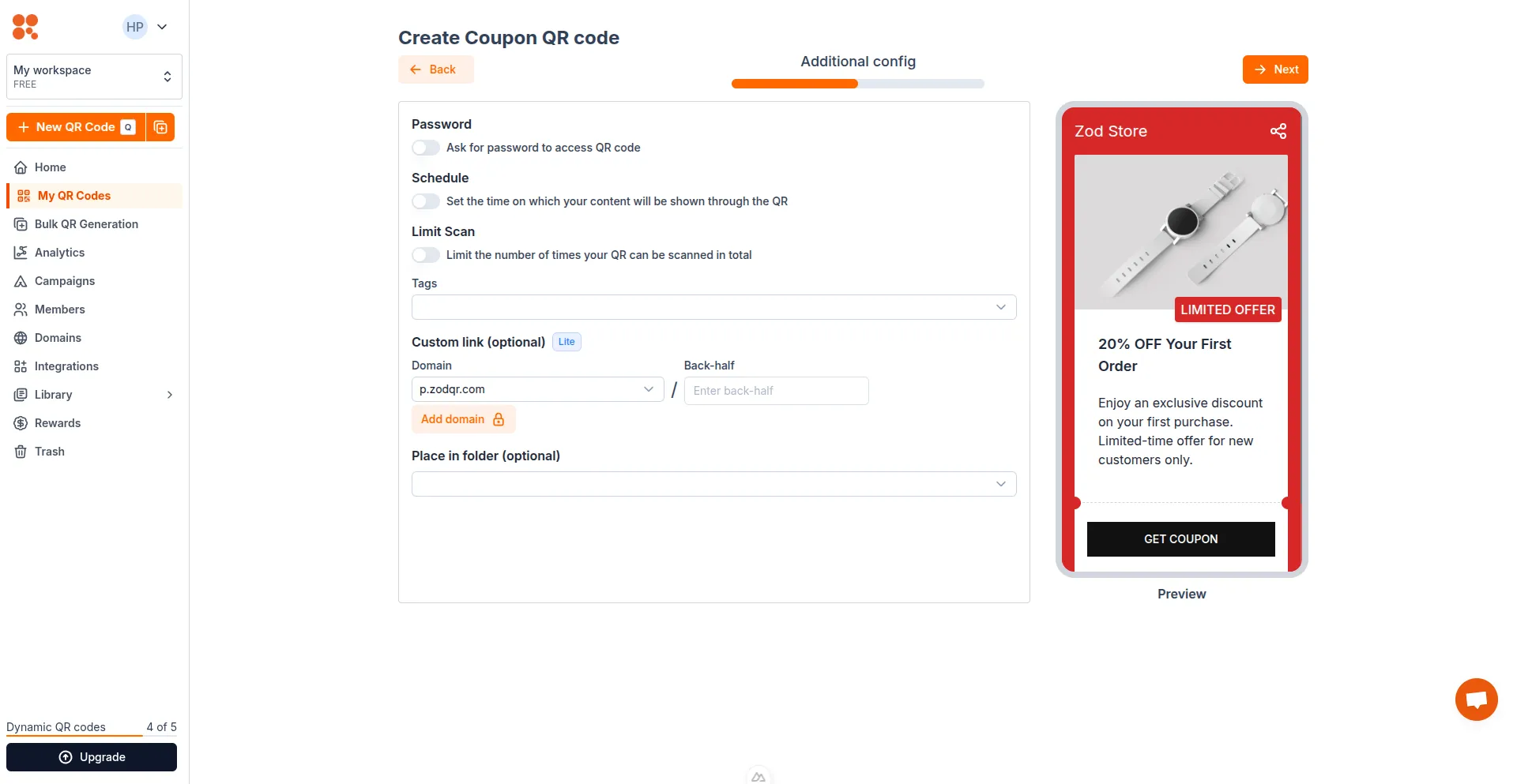 Config Coupon QR