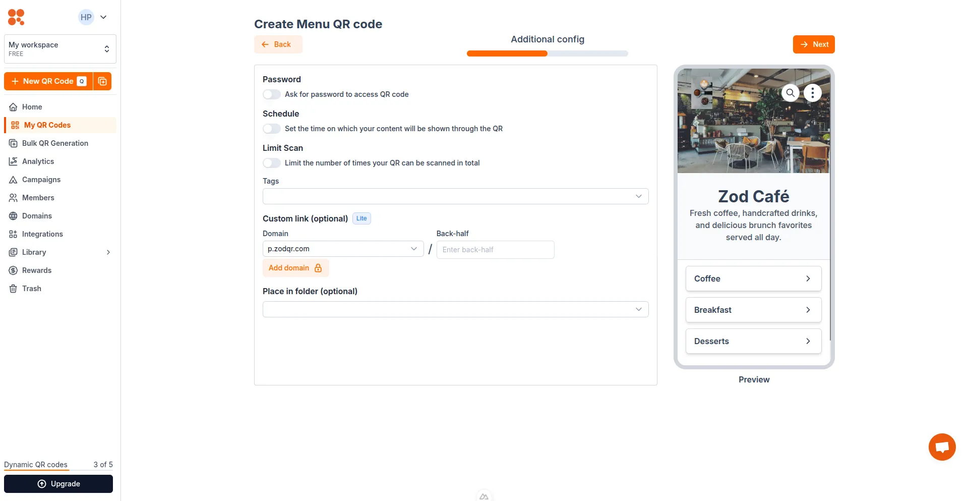 Config Menu QR
