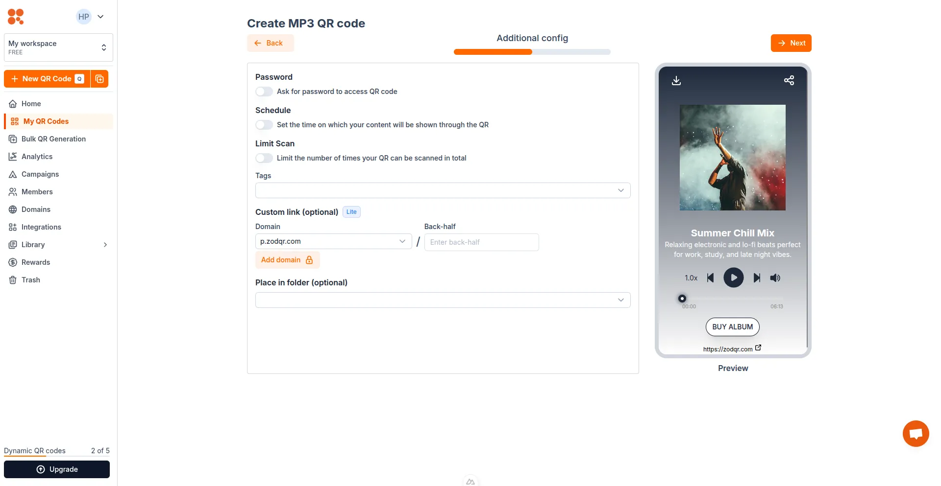 Config MP3 QR
