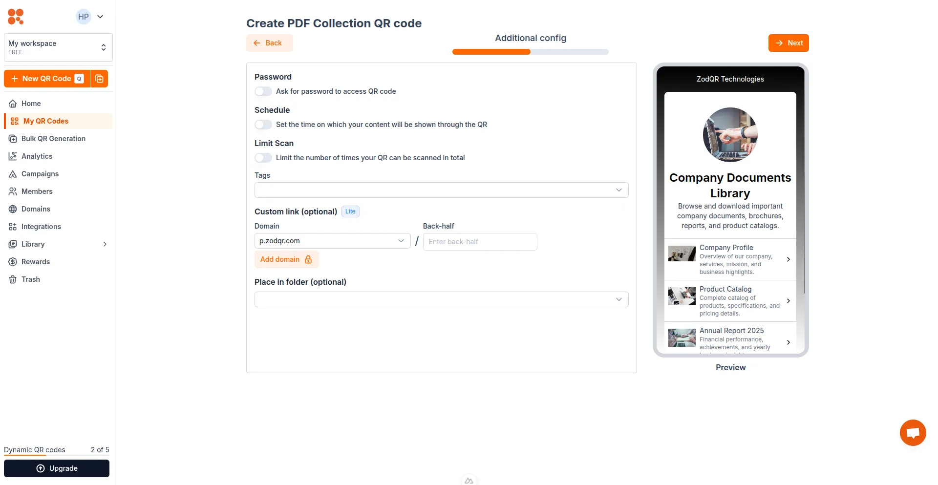 Config PDF Collection QR
