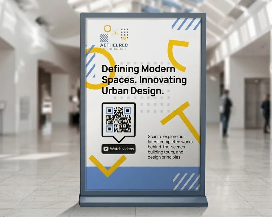 An event poster with a QR Code that links to a video playlist