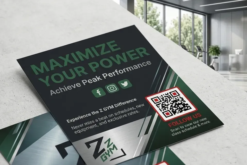 Social media QR code on gym signage