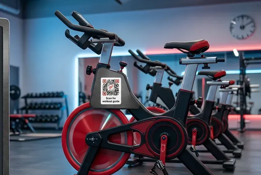 Video QR code on gym equipment