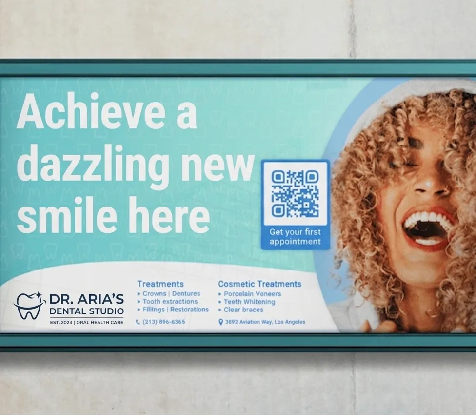 Business page QR code on a clinic sign