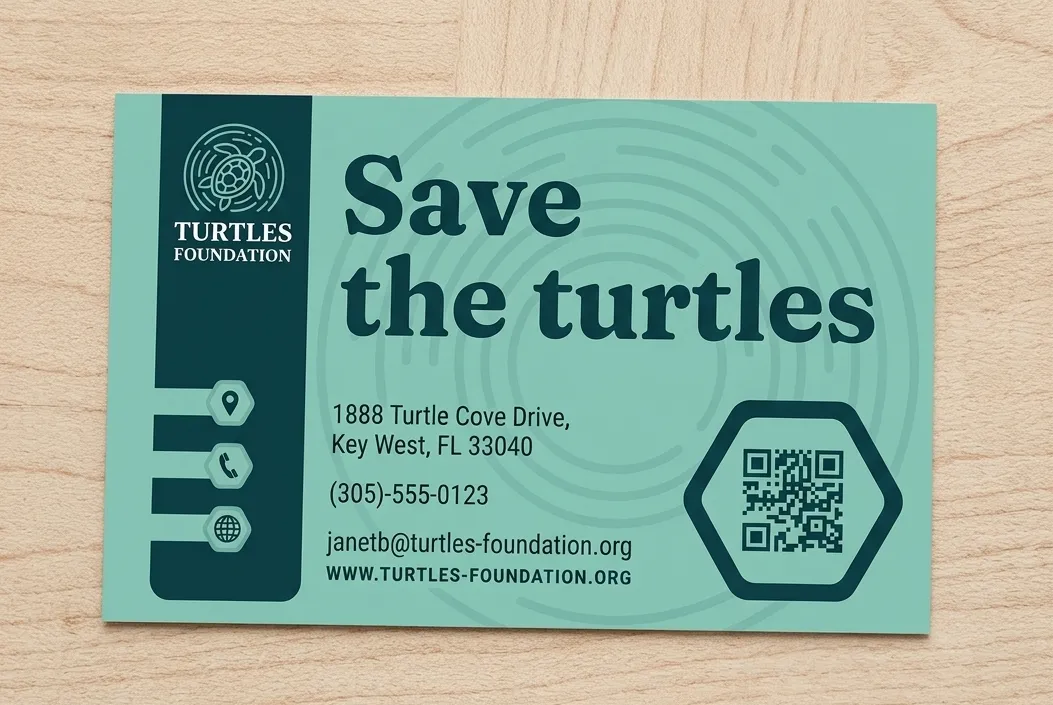 vCard Plus QR Code on a nonprofit business card