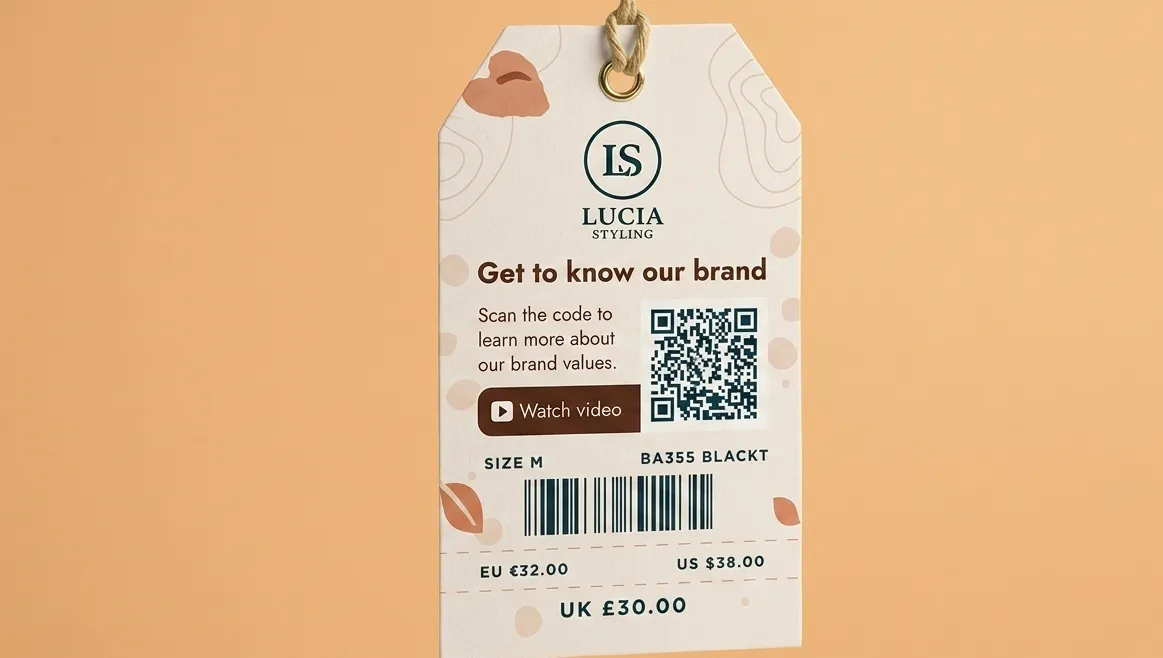 Video QR Code featured on a product clothing tag