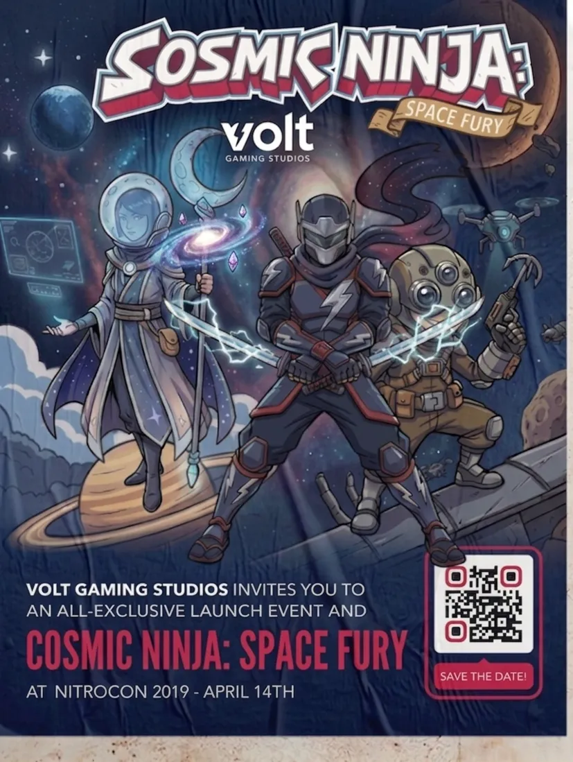 Event QR code on a game launch poster