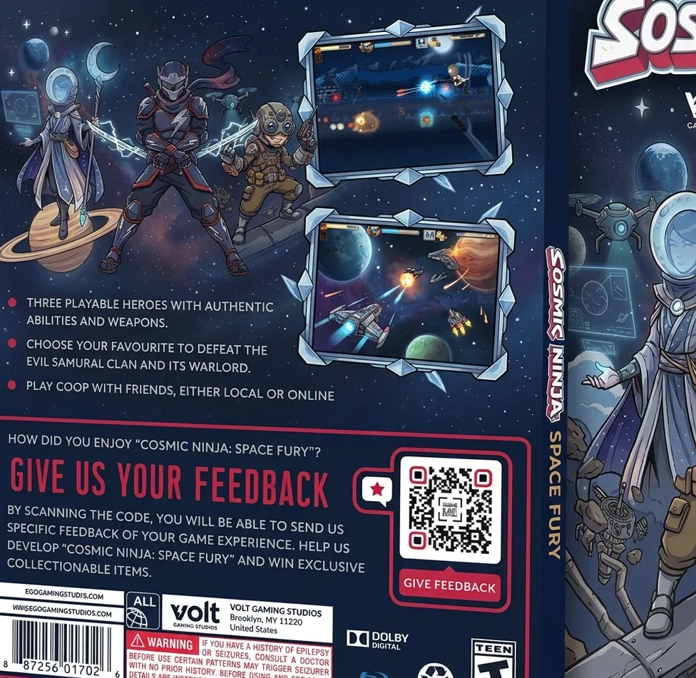 Feedback QR code on game packaging