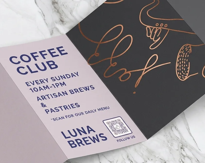 QR on brochures for coffee club