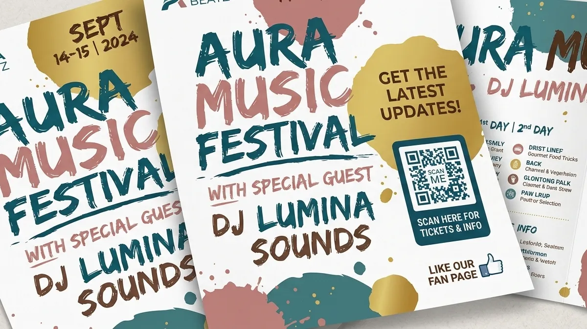 QR on brochures for music festival