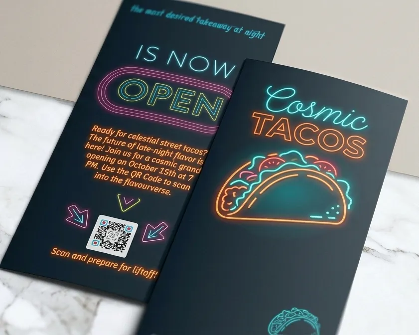 QR on brochures for restaurant