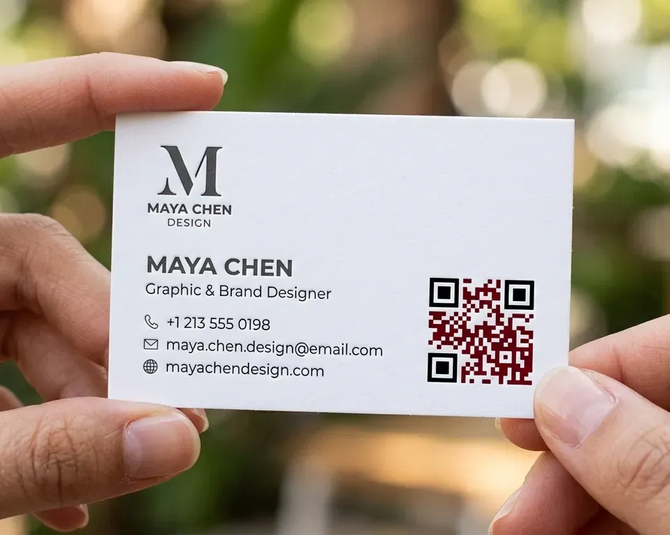 QR on business card for designer