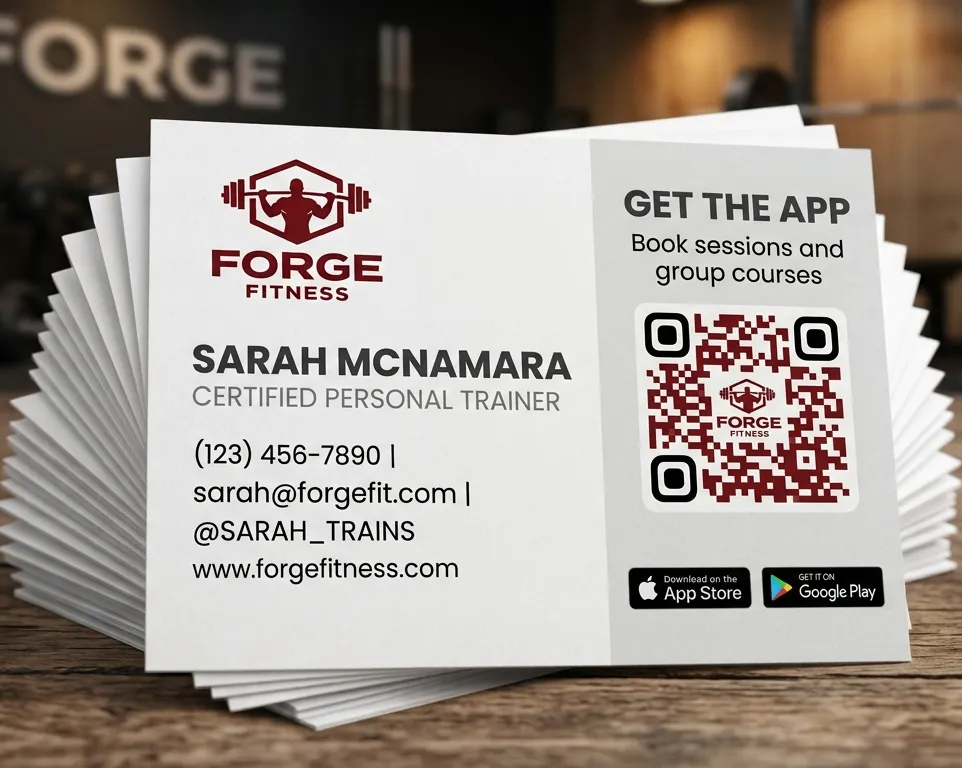 QR on business card for personal trainer