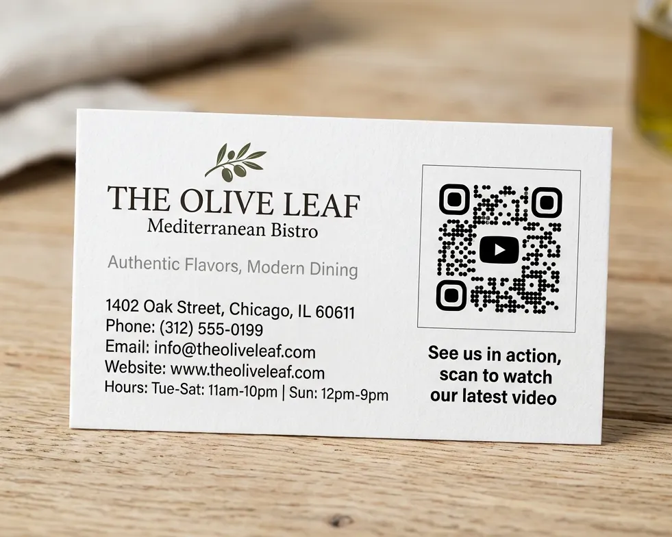 QR on business card for restaurant
