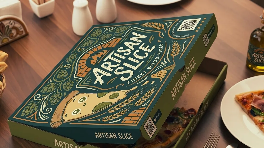 QR on food packaging for pizza