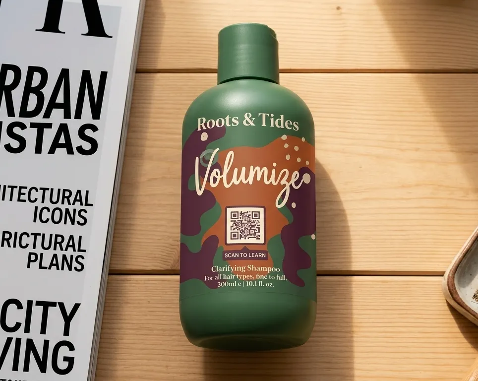 QR on product packaging for shampoo