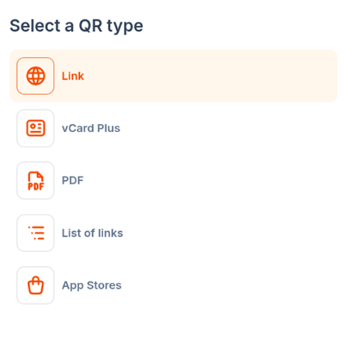 Step 1: Select QR type