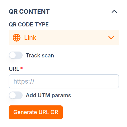 Step 2: Fill in QR content